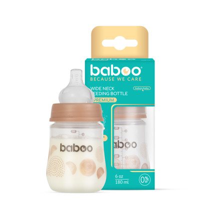 Baboo antikolinis maitinimo buteliukas, 0+ mėn, Au Naturale, 180 ml