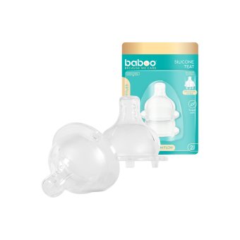 BABOO® antikolinis silikoninis žindukas, greitos tėkmės, 6+ mėn, 2 vnt., 2 vnt