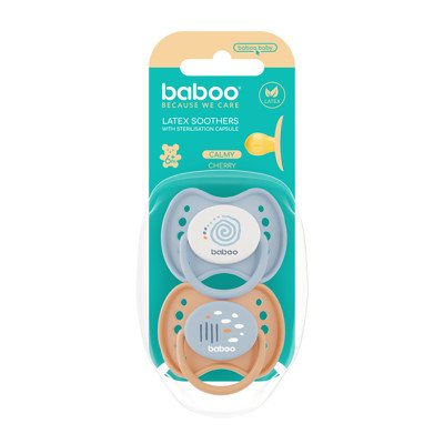 BABOO® Calmy lateksiniai apvalūs čiulptukai su sterilizavimo dėžute, Blue Haze, 6+ mėn, 2 vnt