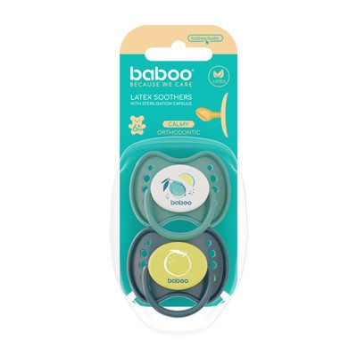 BABOO® Calmy lateksiniai ortodontiniai čiulptukai su sterili. dėž., Lagoon Fiesta, 6+ mėn, 2 vnt