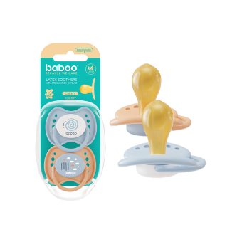 BABOO® Calmy lateksinis apvalus čiulptukas su sterilizavimo dėžute, Blue Haze, 6+ mėn, 2 vnt