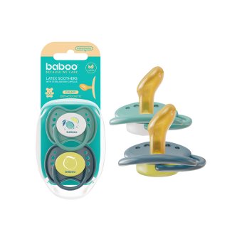 BABOO® Calmy lateksinis ortodontinis čiulptukas su sterilizavimo dėžute, Lagoon Fiesta, 6+ mėn, 2 vnt