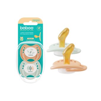 BABOO® Calmy lateksinis ortodontinis čiulptukas su sterilizavimo dėžute, Peachy Keen, 0+ mėn, 2 vnt., 2 vnt
