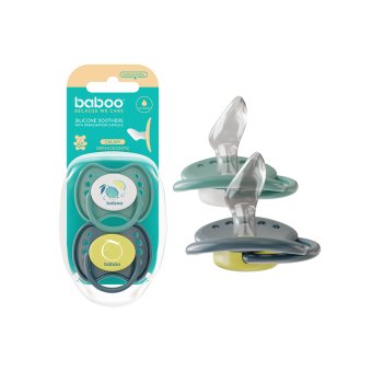 BABOO® Calmy silikoninis ortodontinis čiulptukas su sterilizavimo dėžute, Lagoon Fiesta, 6+ mėn, 2 vnt