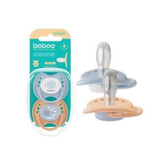 BABOO® Calmy silikoninis simetrinis čiulptukas su sterilizavimo dėžute, Blue Haze, 6+ mėn, 2 vnt