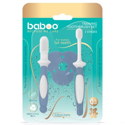 Baboo dantų šepetėlių rinkinys, blue haze, 6+ mėn, 2 vnt