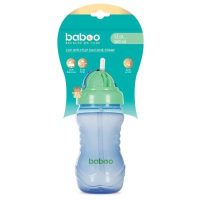 Baboo gertuvė su silikoniniu šiaudeliu, 9+ mėn, mėlyna, 360 ml