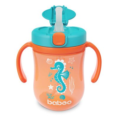 Baboo gertuvė su silikoniniu šiaudeliu, 9+ mėn, Sealife, 300 ml