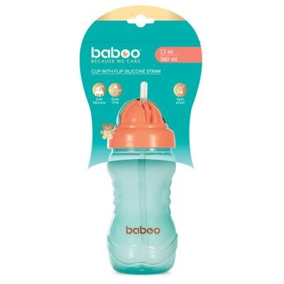 Baboo gertuvė su silikoniniu šiaudeliu, 9+ mėn, žalia, 360 ml