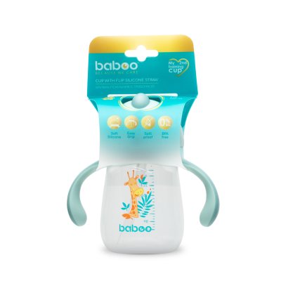 Baboo gertuvė su silikoniniu šiaudeliu Safari, 9+ mėn, 260 ml