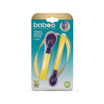Baboo jautrūs karščiui šaukšteliai, 4+ mėn, geltonos spalvos N2