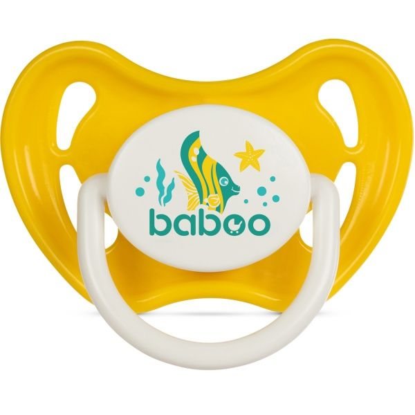 BABOO lateksinis apvalus čiulptukas SEALIFE, nuo 6 mėn., geltonos spalvos, 1 vnt
