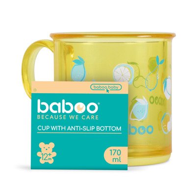 Baboo puodelis neslystančiu dugnu, 12+ mėn, Lagoon Fiesta, 170 ml