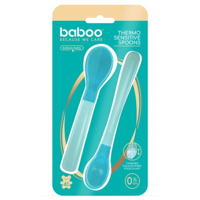 BABOO® Šaukšteliai Jautrūs Karščiui Lagoon Fiesta, 4+ Mėn, 2 vnt