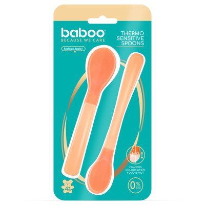 BABOO® Šaukšteliai Jautrūs Karščiui Peachy Keen, 4+ Mėn, 2 vnt