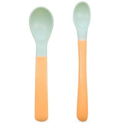 BABOO šaukšteliai minkštu galiuku, 4+ mėn, Peachy Keen, 2 vnt