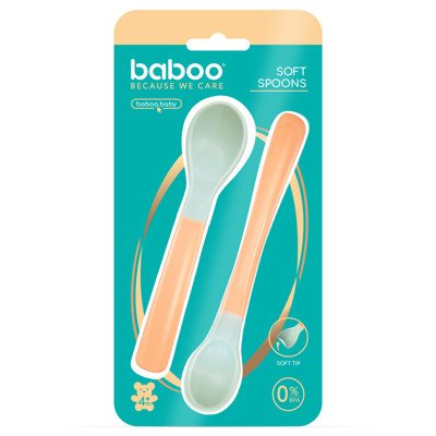 BABOO® Šaukšteliai Minkštu Galiuku Peachy Keen, 4+ Mėn, 2 vnt