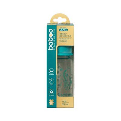 Baboo siauro kaklelio stiklinis buteliukas, 0+ mėn SEA LIFE, 120 ml