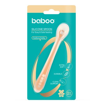 BABOO silikoninis šaukštelis, Peachy Keen, 6+ Mėn