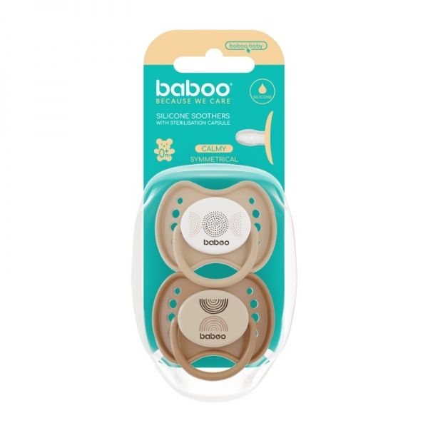 BABOO silikoninis simetrinis čiulptukas CALMY AU NATURALE, nuo 0 mėn., 2 vnt
