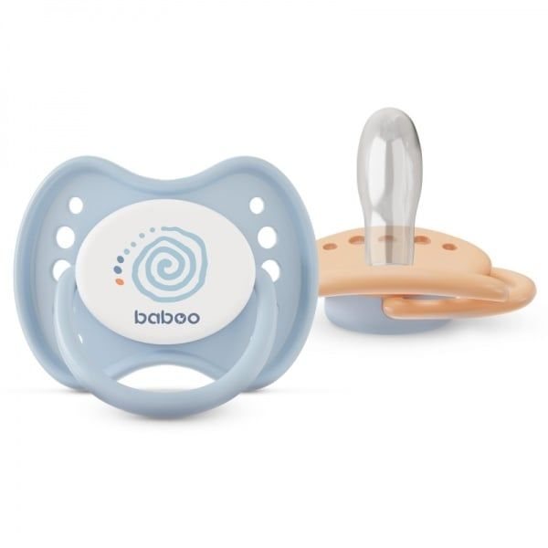 BABOO silikoninis simetrinis čiulptukas CALMY BLUE HAZE, nuo 6 mėn., 2 vnt