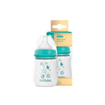 BABOO stiklinis buteliukas plačiu kakleliu, nuo 0+ mėn., 1 vnt., 150 ml