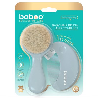 BABOO, šukos ir šepetys, 0+ mėn, blue haze, 1 vnt
