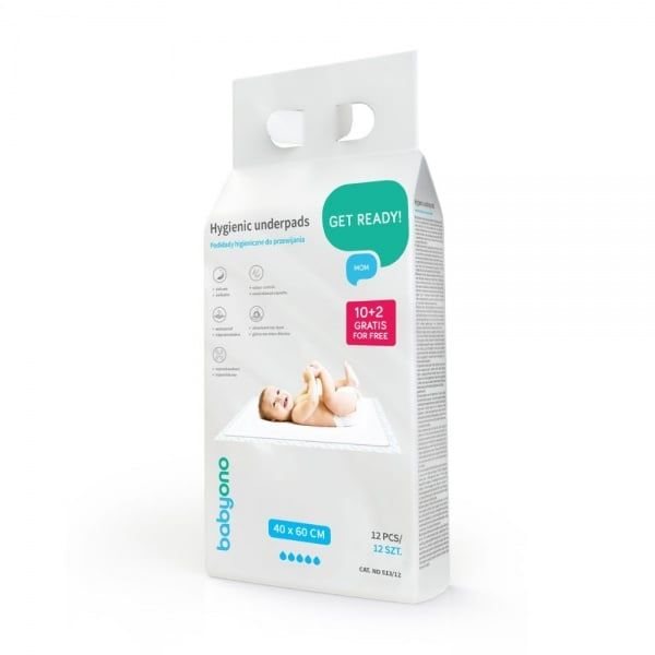 BABYONO paklotai kūdikio pervystymui 513/12, x 60 cm, 12 vnt., 40 cm
