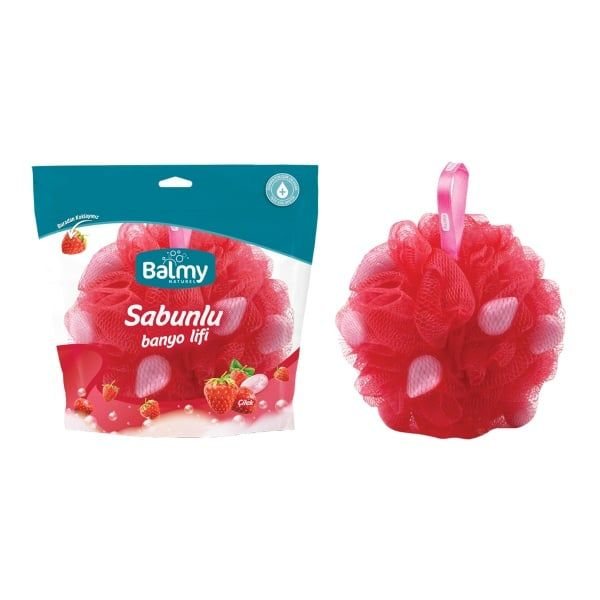 BALMY plaušinė su muilo gabaliukais NATURAL STRAWBERRY, didelė, 1 vnt