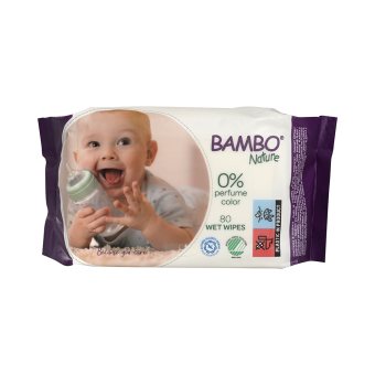BAMBO drėgnos servetėlės kūdikiams NATURE, LT-EKO-001, 80 vnt