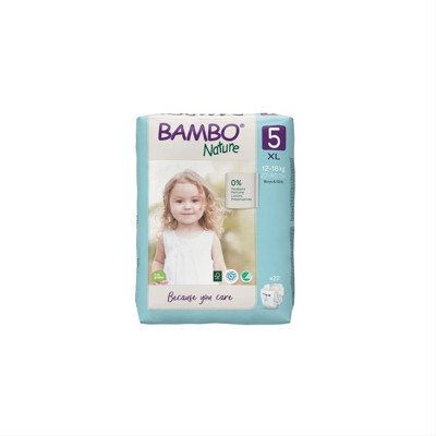 BAMBO NATURE, 5 dydis, ekologiškos sauskelnės, 12-, 22 vnt., 18 kg