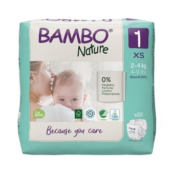 BAMBO NATURE ekologiškos sauskelnės 1, 2–, LT-EKO-001, 22 vnt., 4 kg