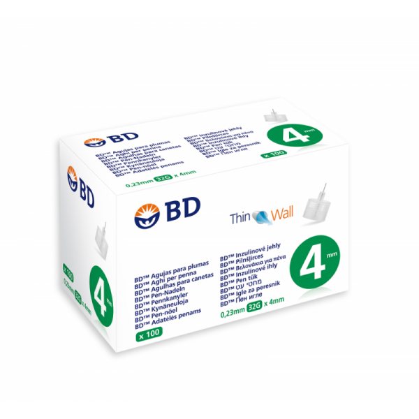 BECTON DICKINSON insulininė adata BD PEN, x 0,23 mm, 100 vnt., 4 mm