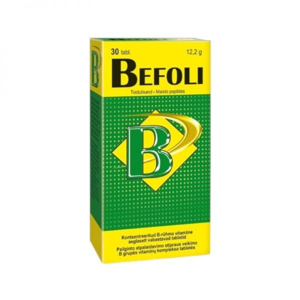 BEFOLI maisto papildas B GRUPĖS VITAMINŲ KOMPLEKSAS, 30 tab.