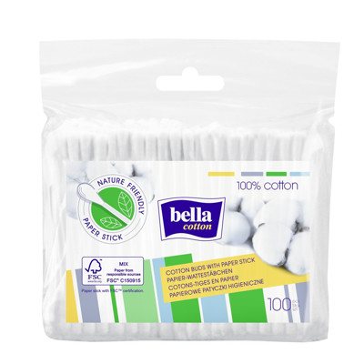 BELLA COTTON, vatos pagaliukai, polietileniniame įpakavime, 100 vnt