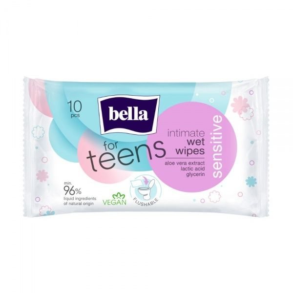 BELLA FOR TEENS, drėgnos servetėlės intymiai higienai, 10 vnt