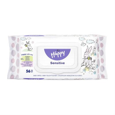 BELLA HAPPY ALOE VERA SENSITIVE, drėgnos servetėlės vaikams, 56 vnt