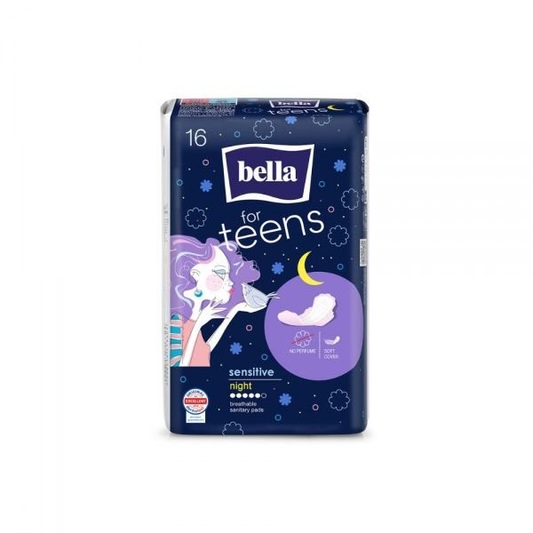 BELLA naktiniai higieniniai paketai paauglėms FOR TEENS SENSITIVE NIGHT, 16 vnt