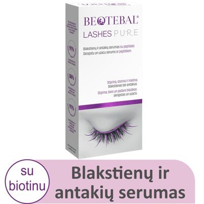 BEOTEBAL LASHES PURE, blakstienų ir antakių serumas su peptidais, 3 ml