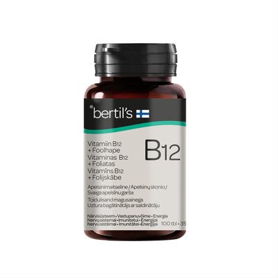 BERTIL'S VITAMINAS B12 + FOLIATAS, 100 čiulpiamųjų tablečių