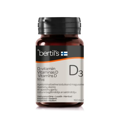 Bertil’s Vitaminas D3 50 µg kramtomosios tabletės N150