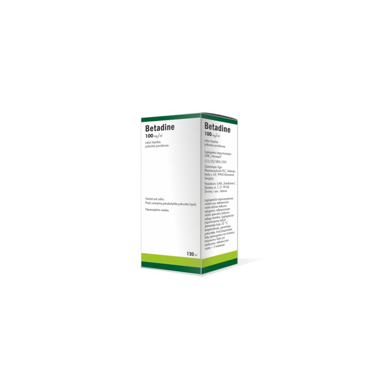BETADINE 100mg/ml odos tirp. N1 (lyg.imp.), 120 ml