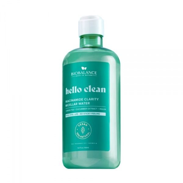 BIO BALANCE micelinis vanduo su niacinamidu HELLO CLEAN NIACINAMIDE CLARITY, 500 ml