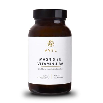 BIOAKTYVUS MAGNIO BISGLICINATAS, su vitaminu B6, 120 kapsulių