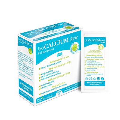 BIOCALCIUM FORTE, 600 mg., milteliai, 30 paketėlių