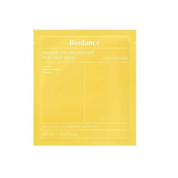 BIODANCE lakštinė veido kaukė RADIANT VITA NIACINAMIDE REAL DEEP MASK, 1 vnt