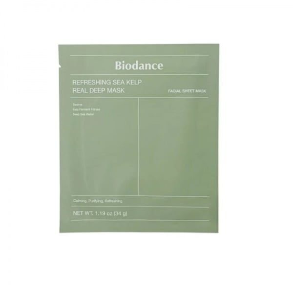 BIODANCE Refreshing Sea Kelp Real Deep intensyvaus poveikio hidrogelio veido kaukė su jūros dumblių ekstraktais, N1, 34 g