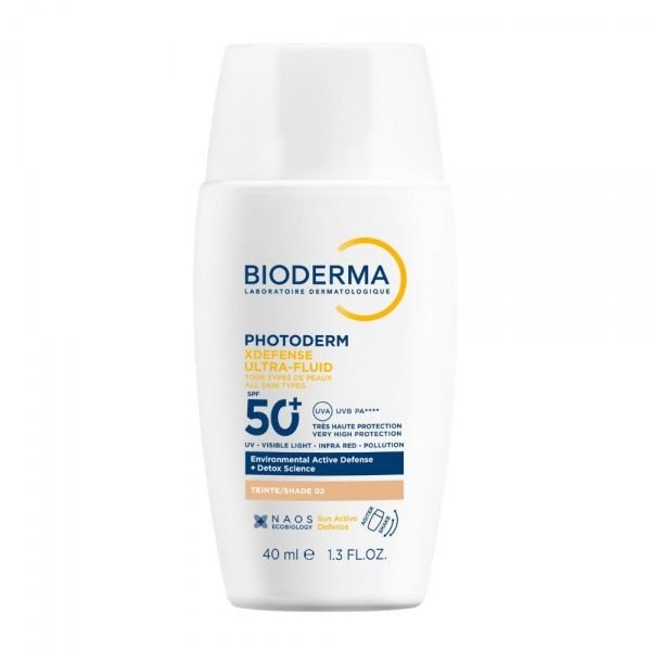 BIODERMA apsauginis veido fluidas nuo saulės ir taršos PHT XDEFENSE ULTRA, SPF50+, su spalva T02, 40 ml