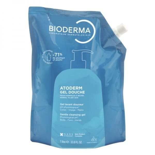 BIODERMA prausiklis sausai odai ATODERM GEL DOUCHE ECOREFILL, 1000 ml