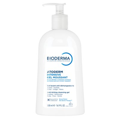 BIODERMA ATODERM INTENSIVE GEL MOUSSANT, švelnus gelinis prausiklis labai sausai ir atopiškai odai, bekvapis, 500 ml